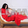 Плед халат Snuggie з рукавами теплий червоний флісовий 150х200 см